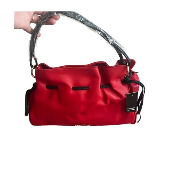 Badgley Mischka Red Vegan Leather Shoulder Bag – Gold Hardware, Drawstring, NWT - Picture 2 of 5